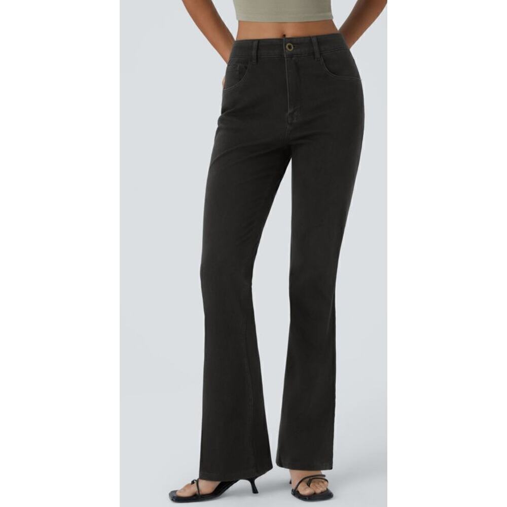 Halara Flex™ Mid Rise Button Pockets Stretchy Knit Casual Bootcut Jeans